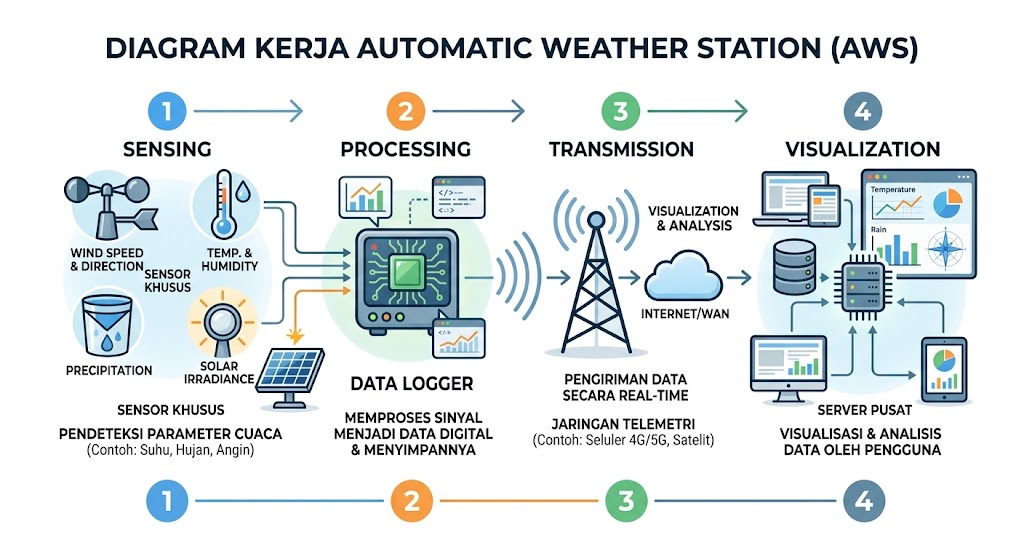 Cara Kerja Automatic Weather Station dalam Mengumpulkan Data Cuaca